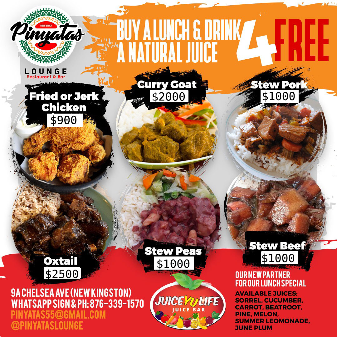 Menu Pinyatas Lounge Restaurant, Bar & Jerk Center-1